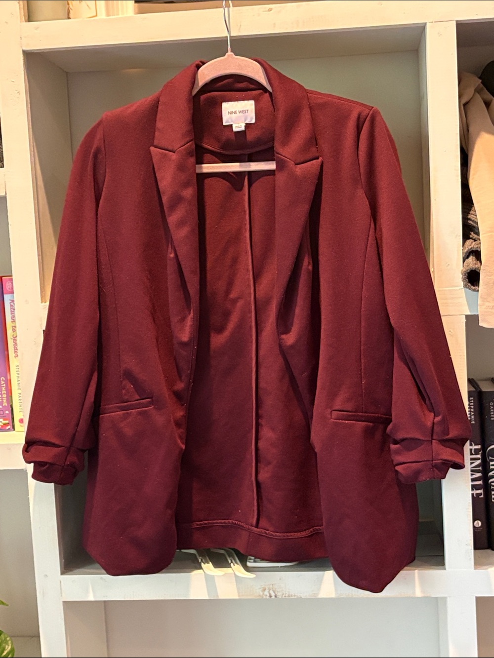 Nine West Women's Wine Open-Front Blazer Jacket